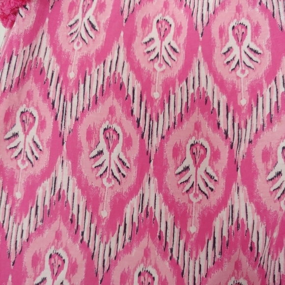 Crown & Ivy Modal Pink Ikat Off The Shoulder Fringe Hem Top 2X Vacation - Picture 8 of 12